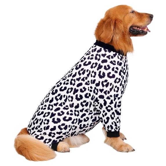 HDE Dog Pajamas One Piece Lightweight Jumpsuit for M-3XL Dogs Snow Leopard 2XL