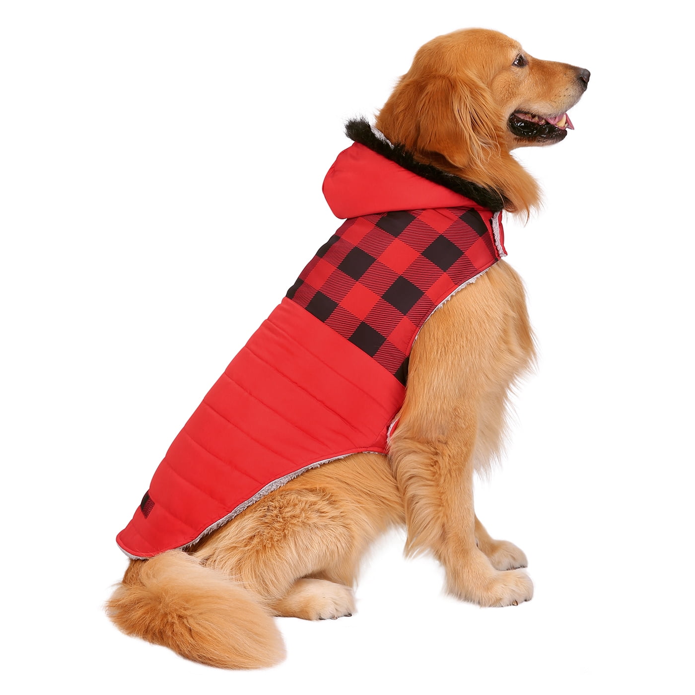 HDE Dog Puffer Jacket Fleece Lined Winter Coat with Harness Hole