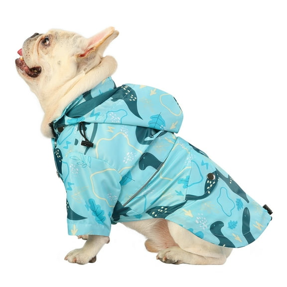 HDE Dog Raincoat Double Layer Zip Rain Jacket with Hood for Small to Large Dogs Dinosaurs S