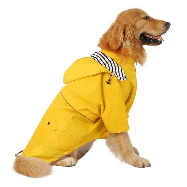 HDE Dog Raincoat Double Layer Zip Rain Jacket with Hood for Small to
