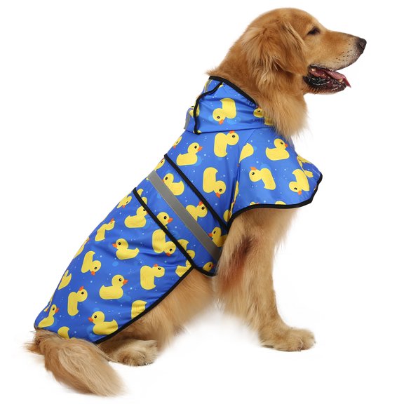 HDE Dog Raincoat Hooded Slicker Poncho for Small to X-Large Dogs and Puppies Rubber Ducks XL