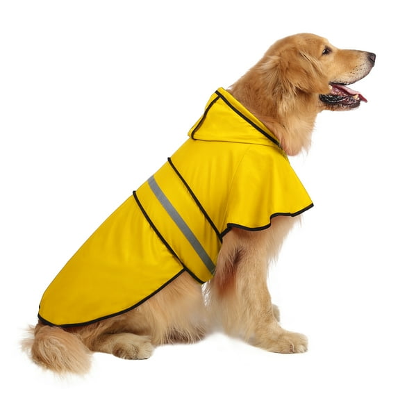HDE Dog Raincoat Hooded Slicker Poncho for Small to X-Large Dogs and Puppies Yellow L