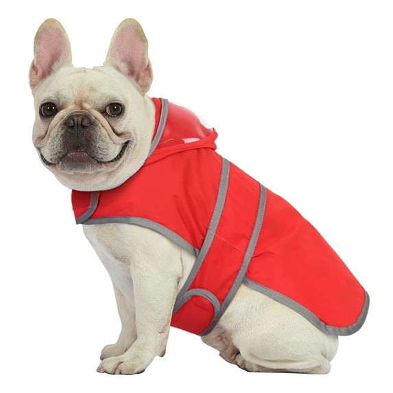 HDE Dog Raincoat with Clear Hood Poncho Rain Jacket for Small Medium Large Dogs Red XS