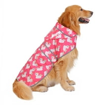 HDE Dog Raincoat with Clear Hood Poncho Rain Jacket for Small Medium Large Dogs Unicorn Ducks Pink L