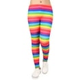 thumbnail image 1 of HDE Girl's Leggings Holiday Stretchy Full Ankle Length Stripe and Black Tights Rainbow Stripes 4-5, 1 of 3