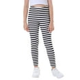thumbnail image 1 of HDE Girl's Leggings Holiday Stretchy Full Ankle Length Striped Tights Black and White Stripes XL, 1 of 6