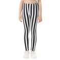 thumbnail image 1 of HDE Girl's Leggings Holiday Stretchy Full Ankle Length Striped Tights Black and White Vertical Stripes - XS, 1 of 6
