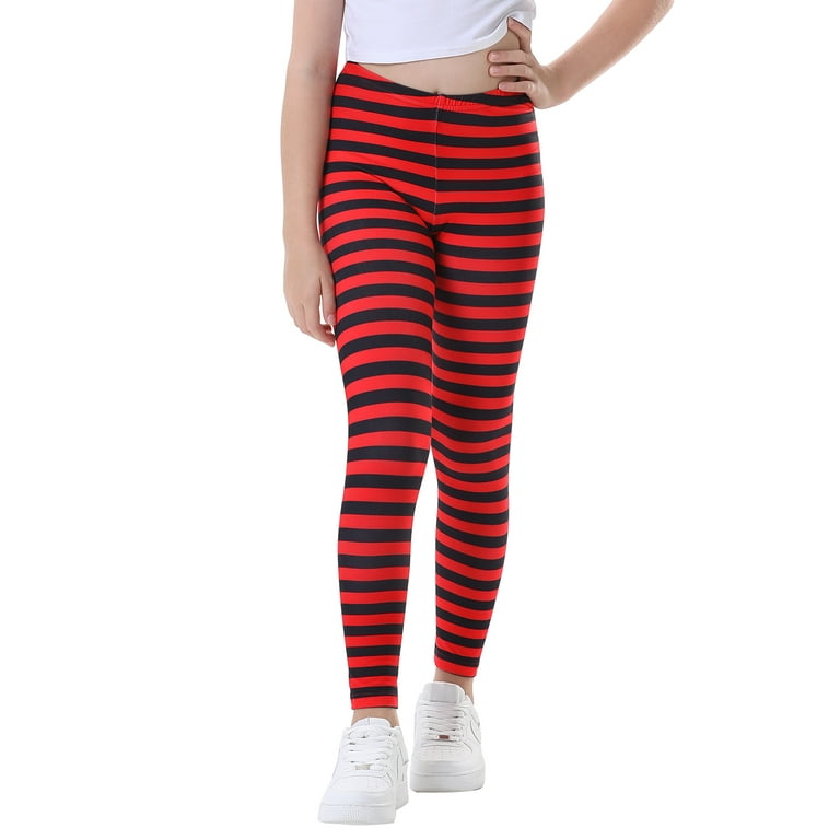 Girls red and store white striped leggings