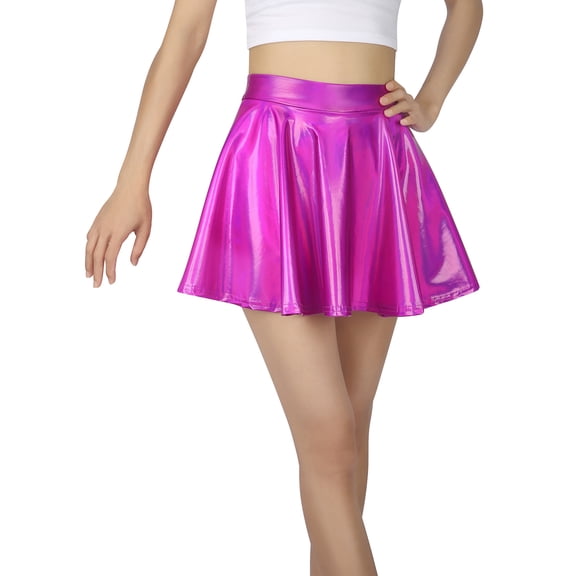 HDE Girl's Metallic Skater Skort Dance Athletic Shiny Holographic Scooter Skirt