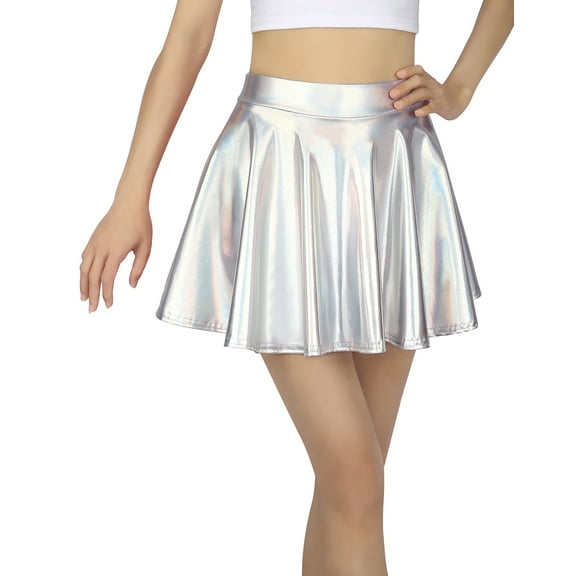 HDE Girl's Metallic Skater Skort Dance Athletic Shiny Holographic Scooter Skirt
