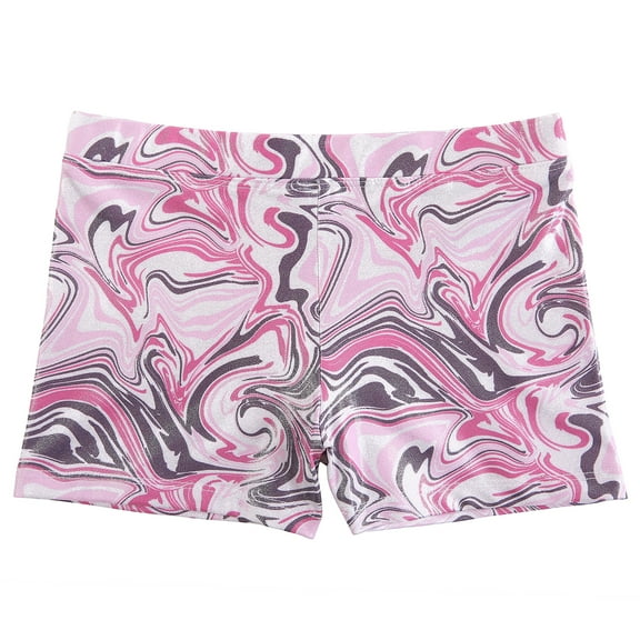 HDE Gymnastics Shorts for Girls Dance Short Glitter Sparkle Tumbling Bottoms Pink Marble 14/16