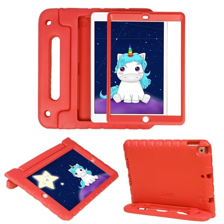 HDE Kids iPad Case with Built-In Screen Protector for 2021 9th Generation iPad 10.2 Inch, 2020 8th Gen, 2019 7th Gen - Red