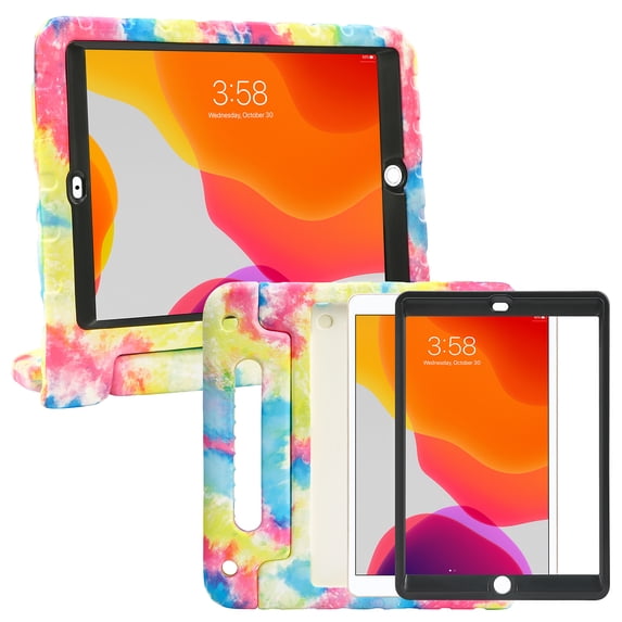 HDE Kids iPad Case with Built-In Screen Protector for 2021 9th Generation iPad 10.2 Inch, 2020 8th Gen, 2019 7th Gen - Tie Dye