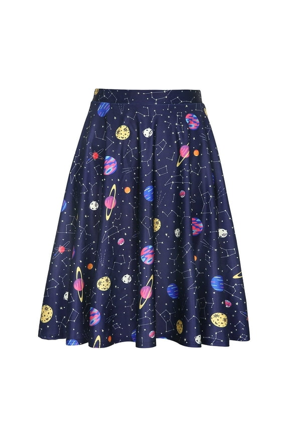 Outer Space Galaxy Skirts for Women Universe Constellation Skirt (Size: Large)