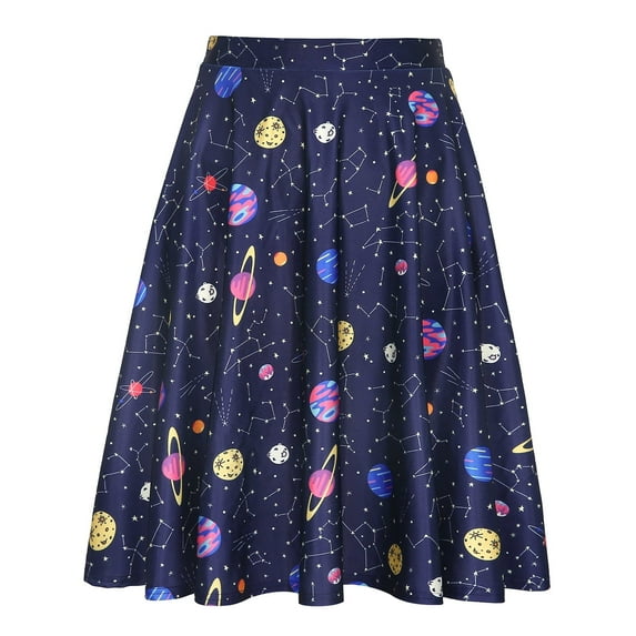 HDE Outer Space Galaxy Skirts for Women Universe Constellation Skirt (Size: Small)