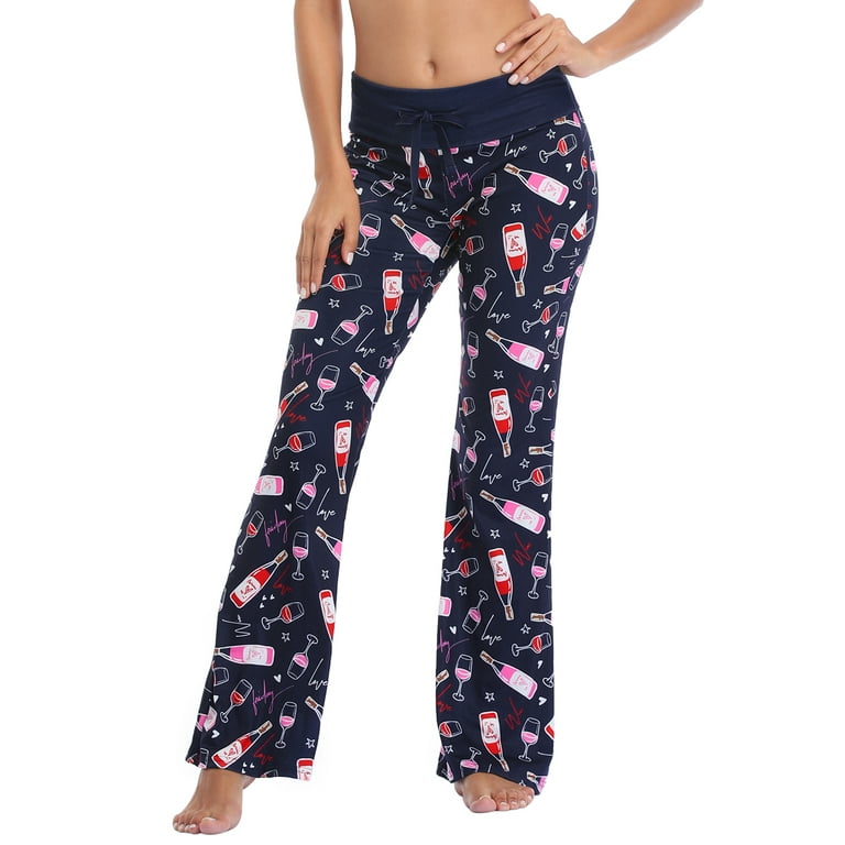 HDE Pajama Pants for Women PJ Pants Comfy Loungewear Fun Wine Glass 3X Plus