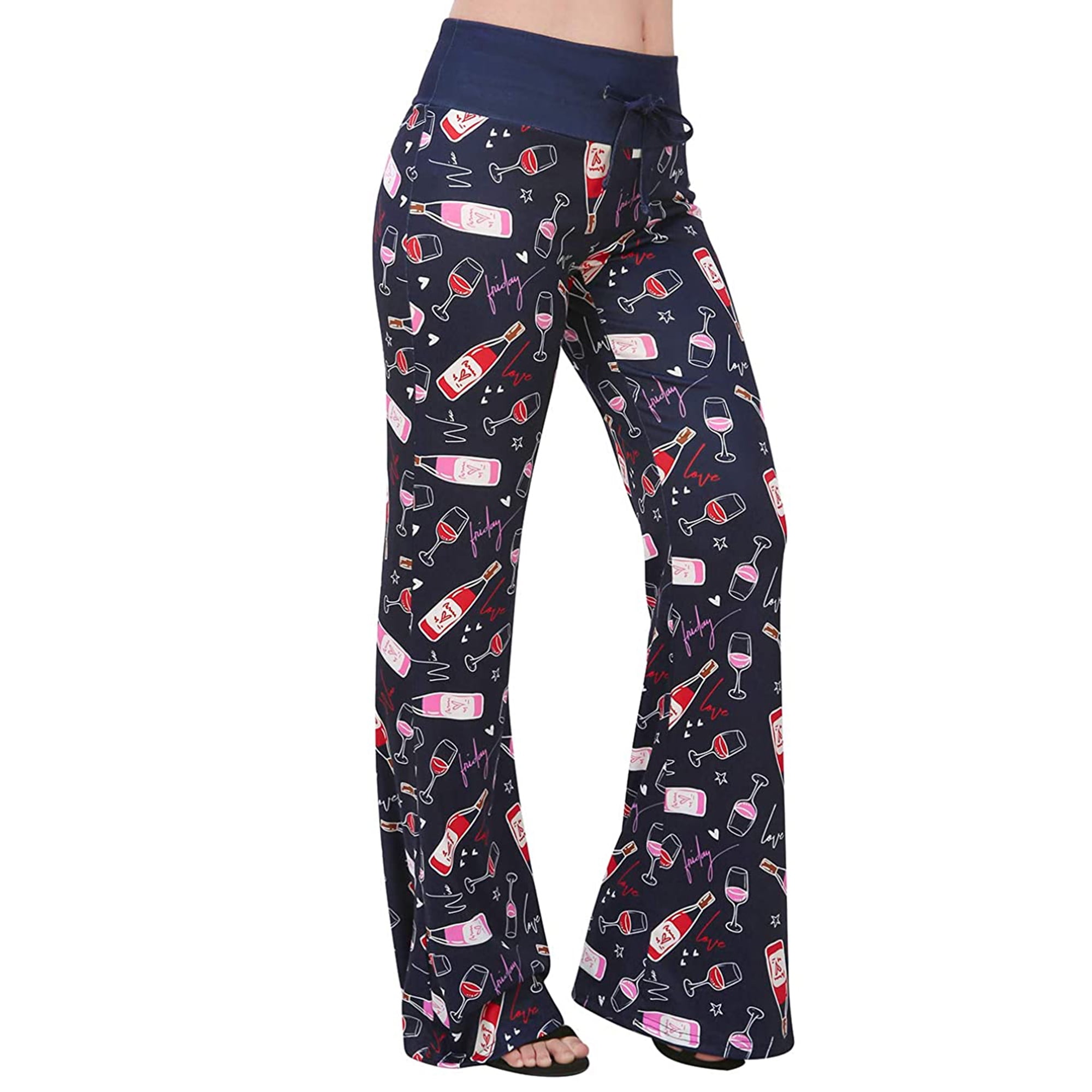 HDE Pajama Pants for Women PJ Pants Comfy Loungewear Fun Wine Glass 4X Plus  