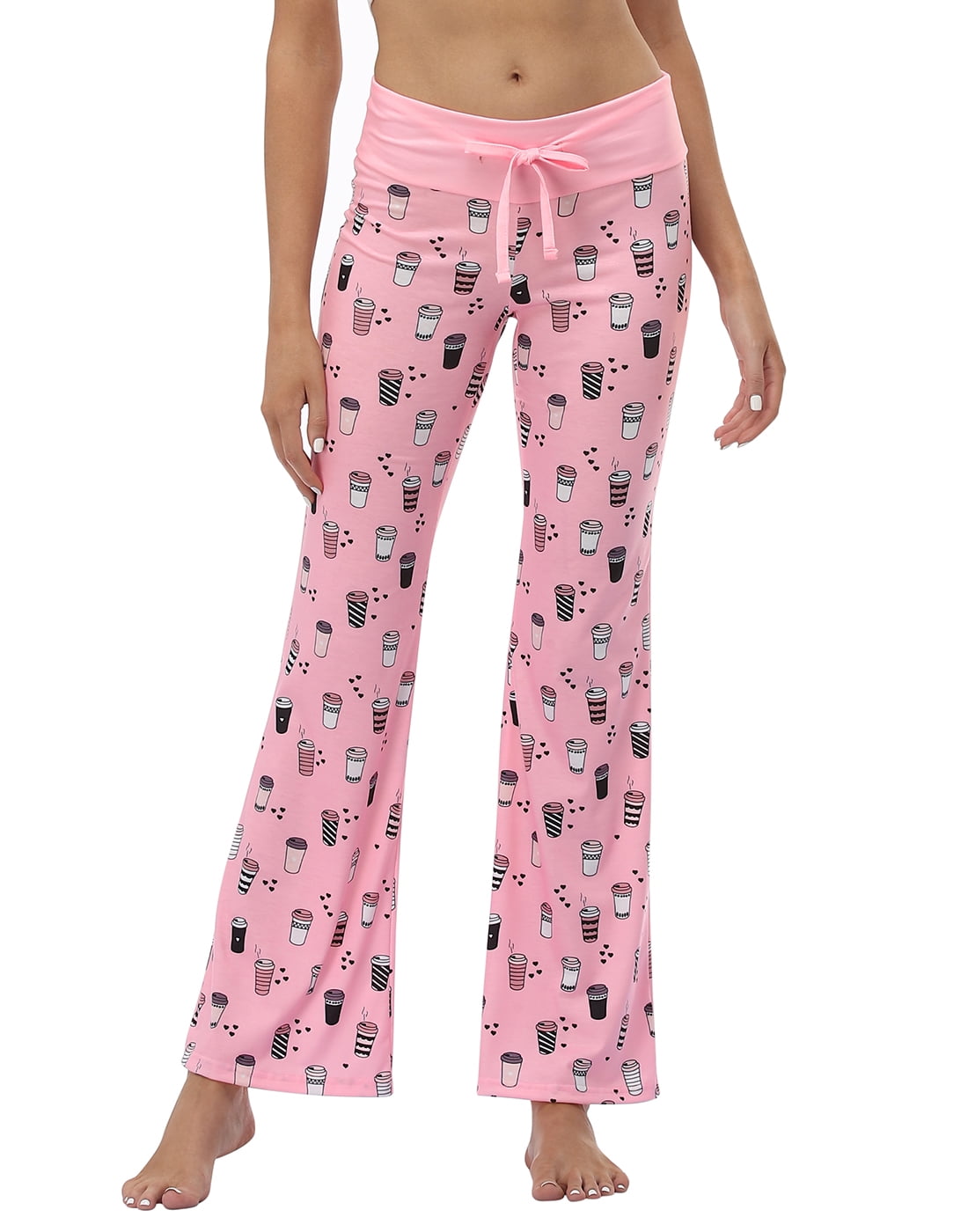 HDE Pajama Pants for Women PJ Pants Comfy Loungewear Pink Coffee 2X Plus 