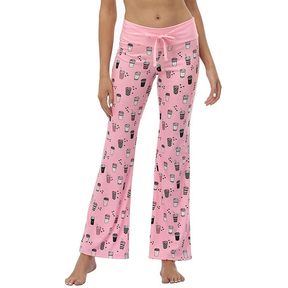 HDE Pajama Pants for Women PJ Pants Comfy Loungewear Pink Coffee M