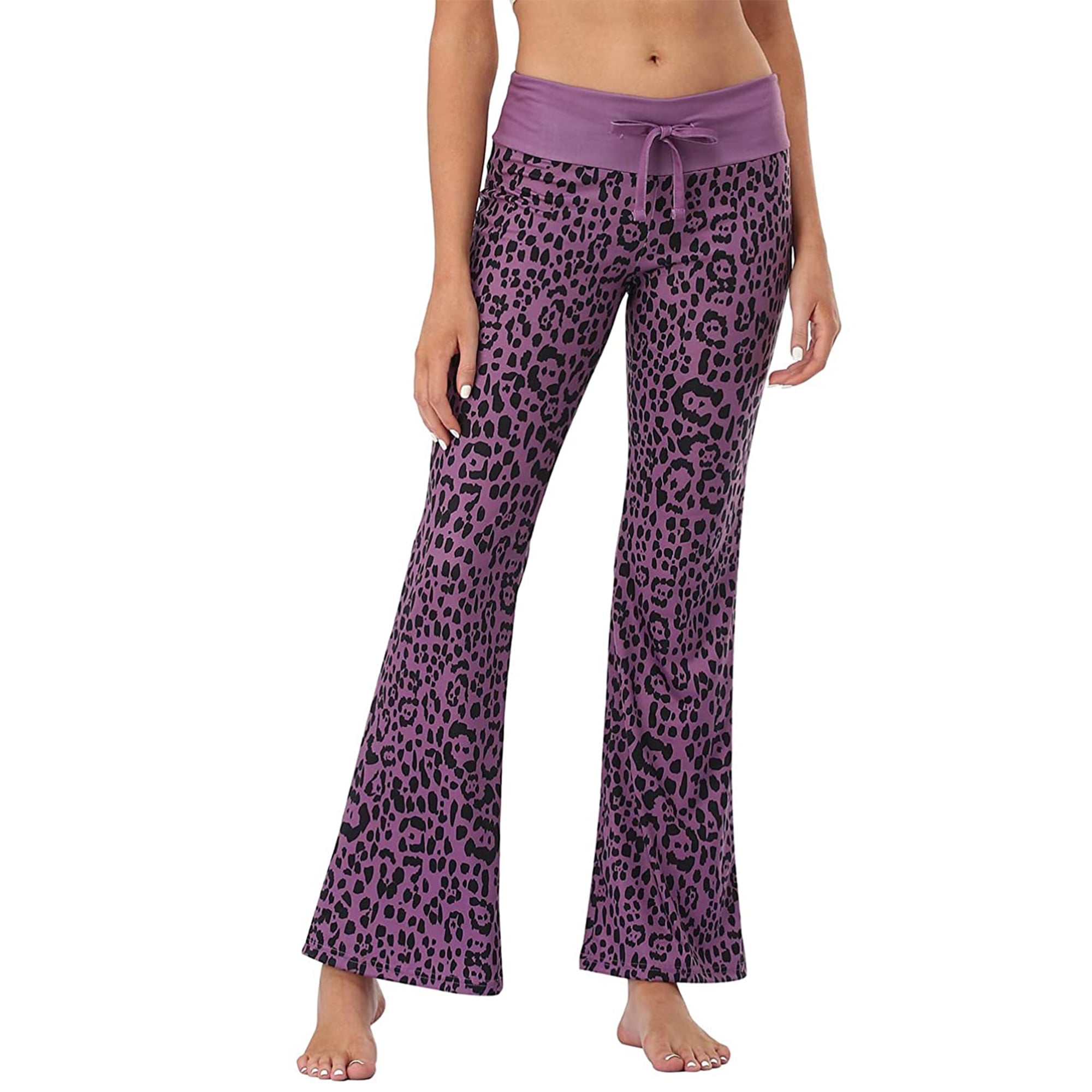 HDE Pajama Pants for Women PJ Pants Comfy Loungewear Purple Leopard XL ...