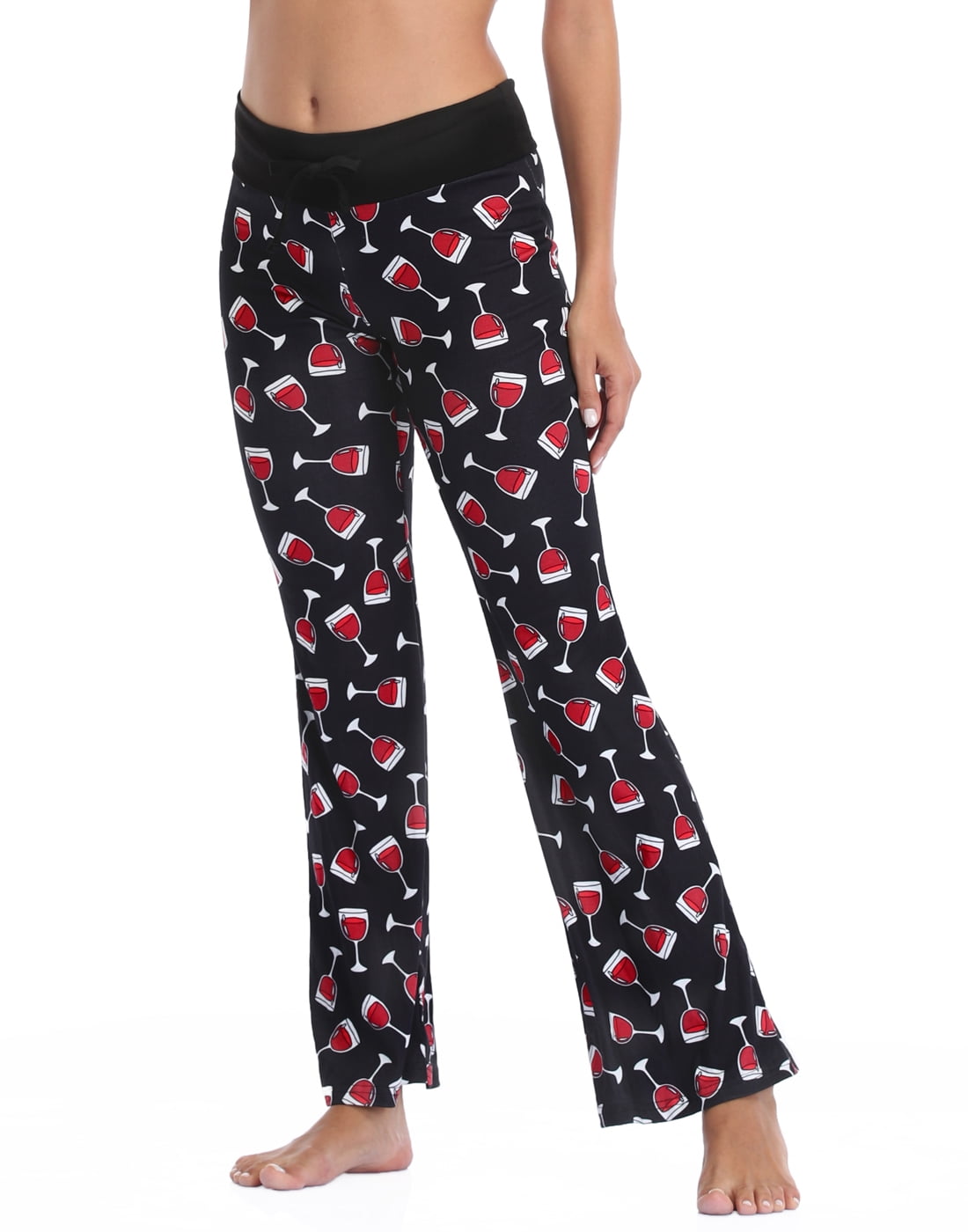 HDE Pajama Pants for Women PJ Pants Comfy Loungewear Wine Glasses 2X Plus 