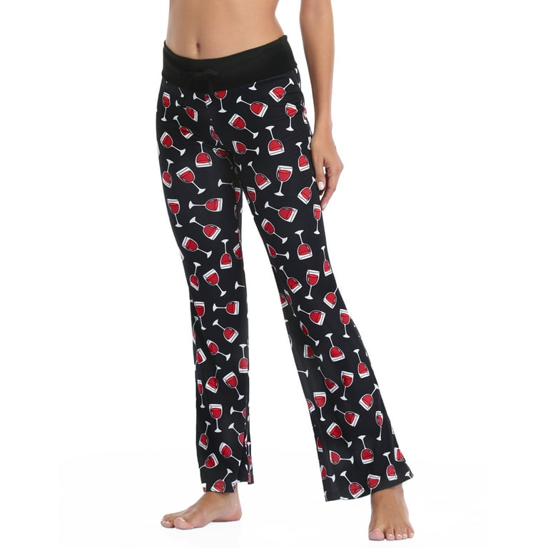 HDE Pajama Pants for Women PJ Pants Comfy Loungewear Wine Glasses XL