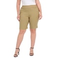 thumbnail image 1 of HDE Plus Size Bermuda Shorts Mid Rise 10" Inseam Pull On Shorts with Pockets Dark Khaki 3X, 1 of 6