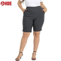 HDE Plus Size Bermuda Shorts for Women with Pockets Charcoal 3X