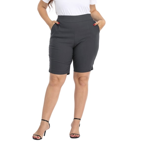 HDE Plus Size Bermuda Shorts for Women with Pockets Charcoal 3X