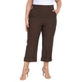 thumbnail image 1 of HDE Plus Size Pull On Capris for Women Dark Brown - 1X, 1 of 6