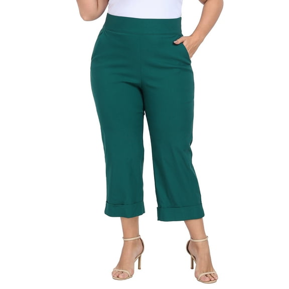 HDE Plus Size Pull On Capris for Women Teal - 3X