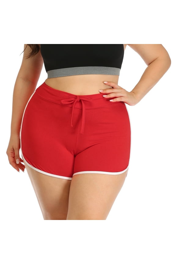 Plus Size Red Lifeguard Shorts for Women Yoga Workout Bottoms Size 1X
