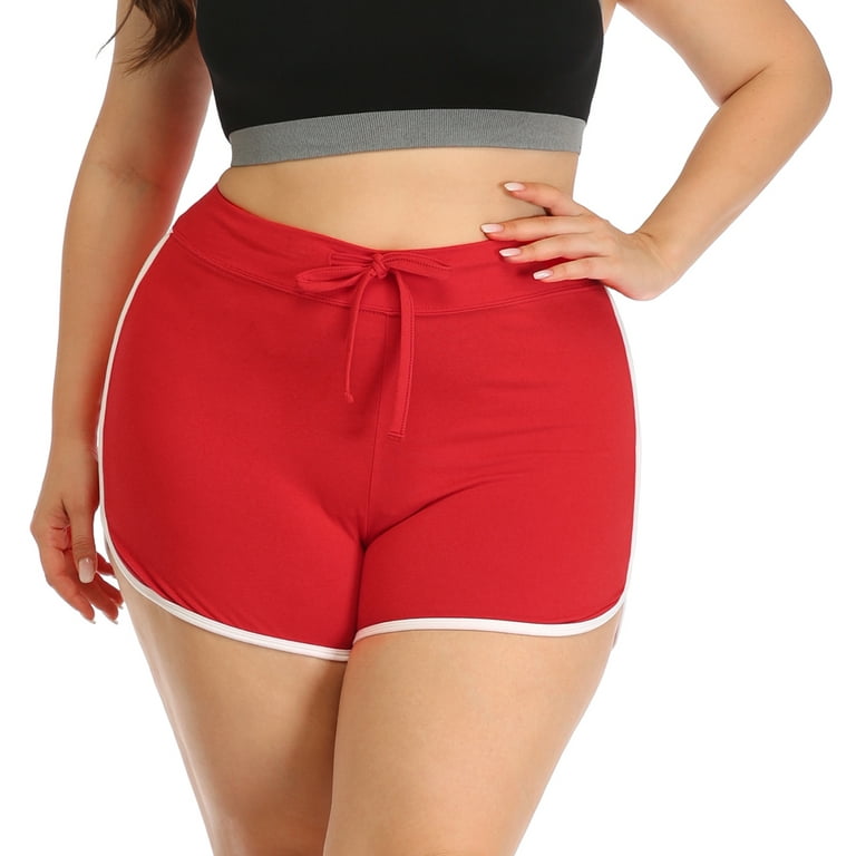 HDE Plus Size Red Lifeguard Shorts for Women Yoga Workout Bottoms