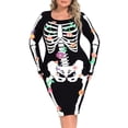 thumbnail image 1 of HDE Plus Size Skeleton Dress Stretchy Long Sleeve Halloween Costume Day of The Dead Floral 4X, 1 of 6