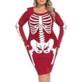 thumbnail image 1 of HDE Plus Size Skeleton Dress Stretchy Long Sleeve Halloween Costume Red 1X, 1 of 6