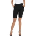 thumbnail image 1 of HDE Pull On Bermuda Shorts For Women Mid Rise 10" Inseam Shorts with Pockets Black - S, 1 of 6