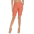 thumbnail image 1 of HDE Pull On Bermuda Shorts For Women Mid Rise 10" Inseam Shorts with Pockets Dark Coral - L, 1 of 6