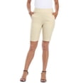 thumbnail image 1 of HDE Pull On Bermuda Shorts For Women Mid Rise 10" Inseam Shorts with Pockets Khaki - L, 1 of 6
