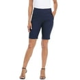 thumbnail image 1 of HDE Pull On Bermuda Shorts For Women Mid Rise 10" Inseam Shorts with Pockets Navy - L, 1 of 6