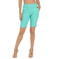 thumbnail image 1 of HDE Pull On Bermuda Shorts For Women Mid Rise 10" Inseam Shorts with Pockets Turquoise - L, 1 of 6