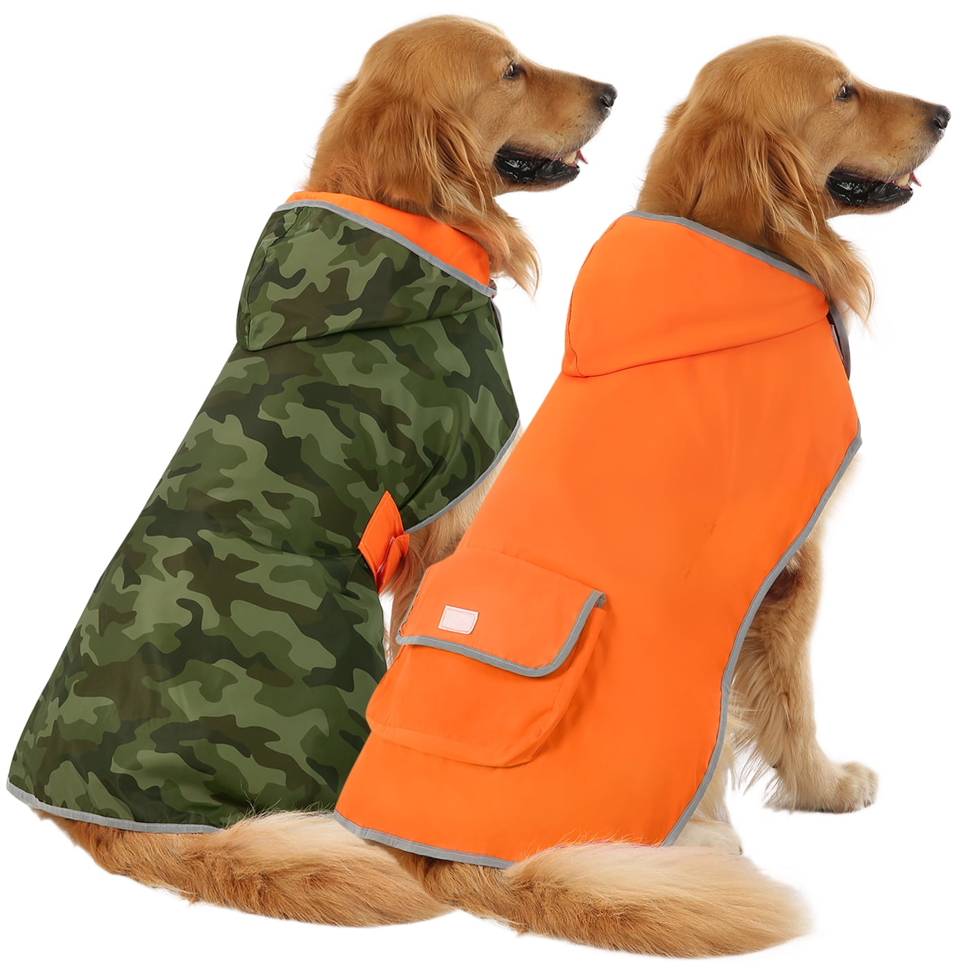HDE Reversible Dog Raincoat Hooded Slicker Poncho Rain Coat Jacket for