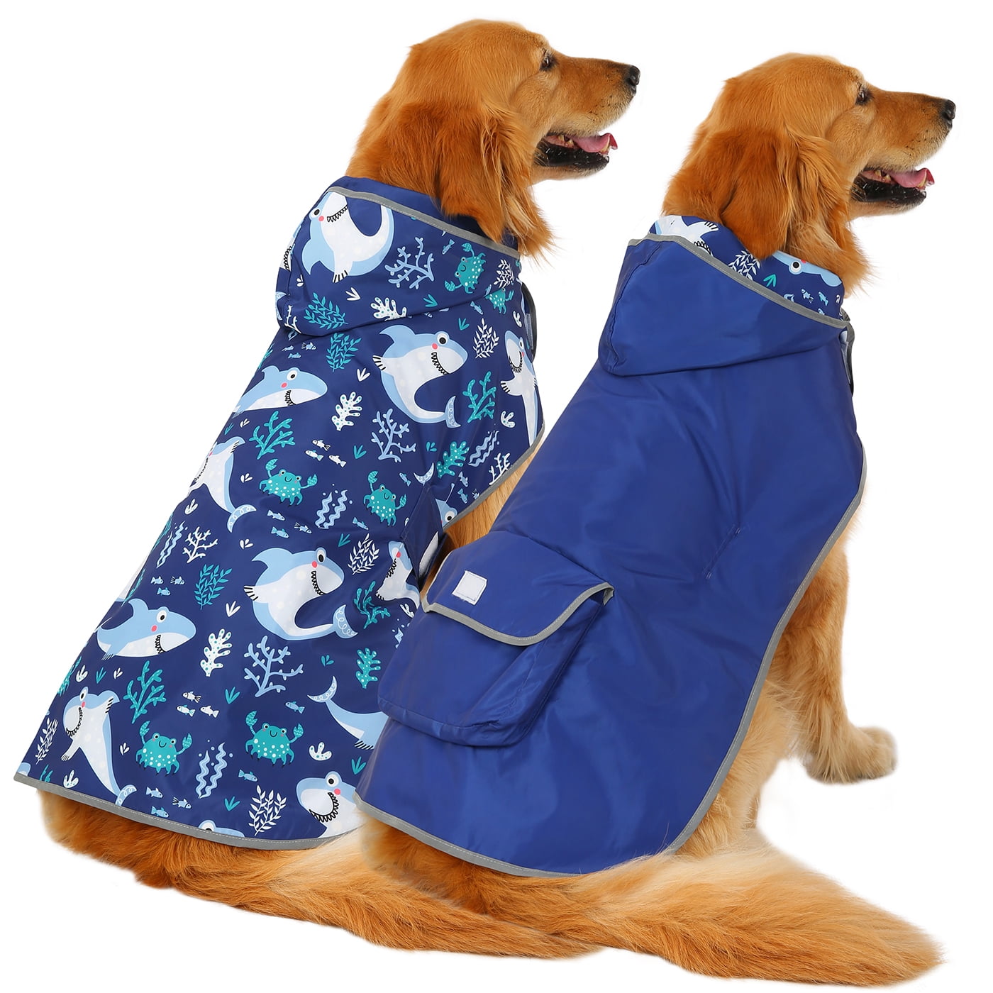 HDE Reversible Dog Raincoat Hooded Slicker Poncho Rain Coat Jacket for
