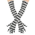 thumbnail image 1 of HDE Satin Cosplay 21.5" Elbow Length Halloween Costume Gloves Black and White Diamonds, 1 of 6