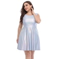 thumbnail image 1 of HDE Shiny Metallic Alien Costume Dress Futuristic Sleeveless Space Skater Dress Holographic 3X, 1 of 6