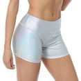 thumbnail image 1 of HDE Shiny Metallic High Waisted Rave Shorts Festival Disco Dance Workout Shorts, 1 of 6