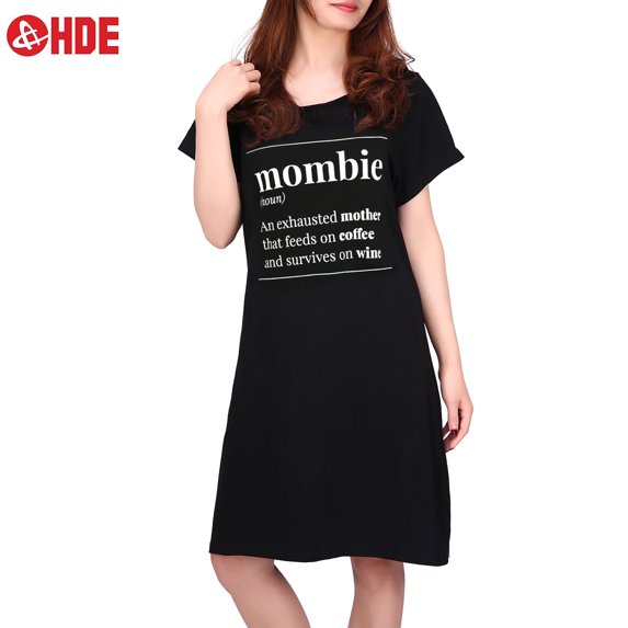 HDE Sleep Shirt for Women 100% Cotton Nightgown S-5X Size Mombie S/M