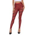thumbnail image 1 of HDE Trendy Design Workout Leggings Fun Fashion Graphic Printed Cute Patterns Black and Red Horizontal Stripes - M, 1 of 6