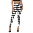thumbnail image 1 of HDE Trendy Design Workout Leggings Fun Fashion Graphic Printed Cute Patterns Black and White Diamonds - XXL, 1 of 6