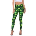 thumbnail image 1 of HDE Trendy Design Workout Leggings Fun Fashion Graphic Printed Cute Patterns Green 4 Leaf Clovers S, 1 of 6