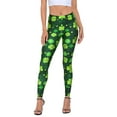 thumbnail image 1 of HDE Trendy Design Workout Leggings Fun Fashion Graphic Printed Cute Patterns Green 4 Leaf Clovers XL, 1 of 7